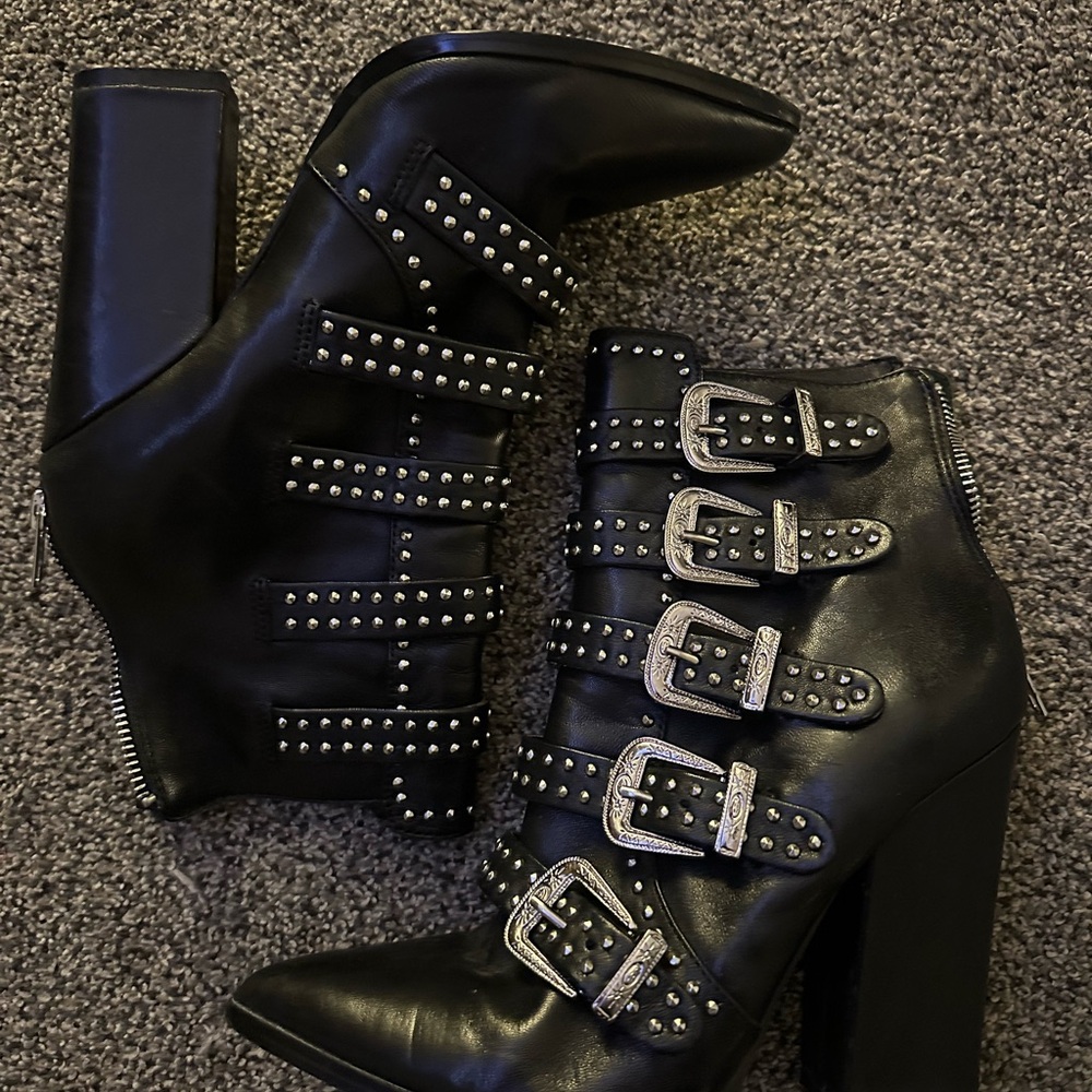 Studded Black Ankle Boots